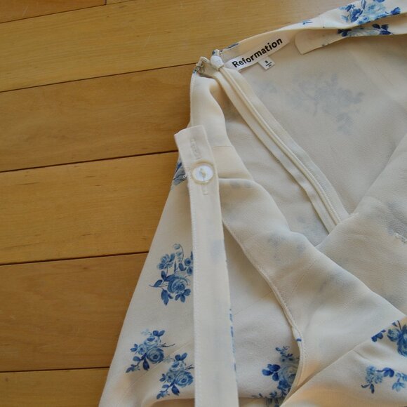 Reformation Valencio Dress Ivory Size 8 - Picture 9 of 15